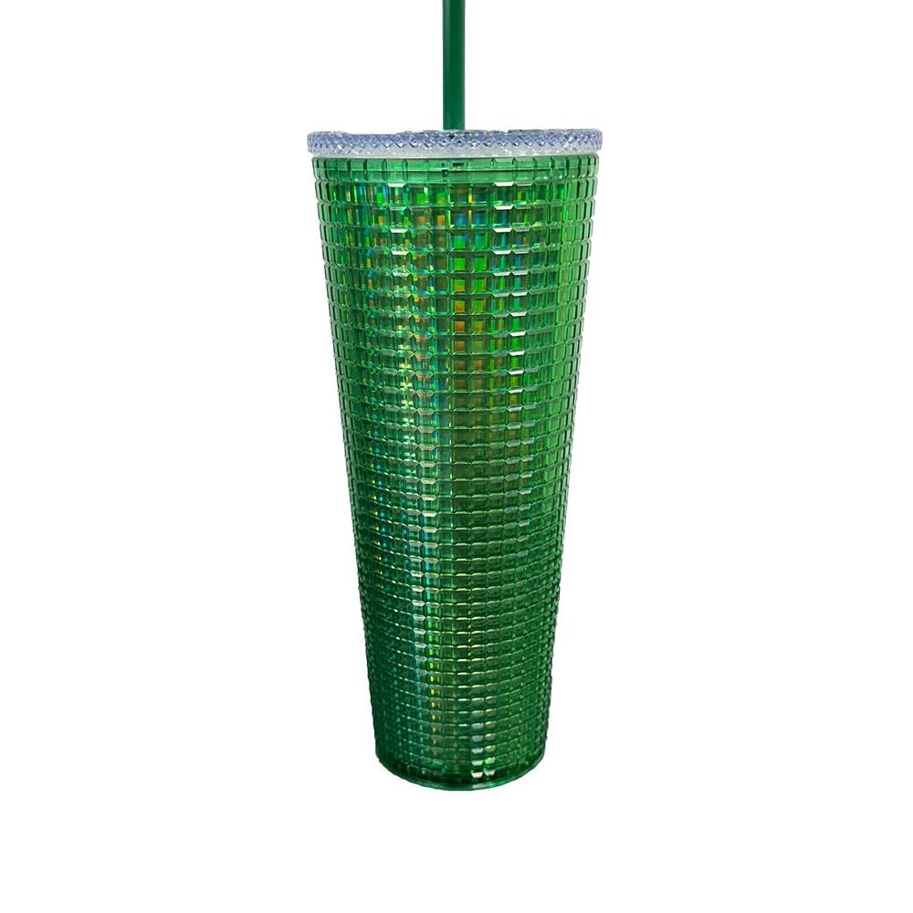 STARBUCKS STUDDED GREEN 24 OZ TUMBLER CUP WITH LID STRAW - Picture 4 of 7